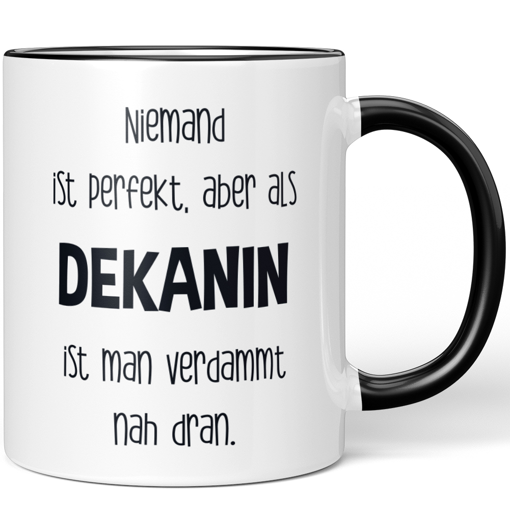 Emaille Tasse Mit Pferde-Spruch – „Niemand Ist Perfekt, Aber Mit Einem Isländer Ist Man Verdammt Nah Dran“ | 300 Ml, Weiß Mit Schwarzem Rand & Motiv