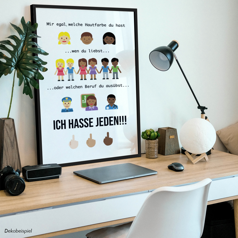 Mir egal welche Hautfarbe wen liebst welchen Beruf, ICH HASSE JEDEN 11001004840 - Bild 3 von 12