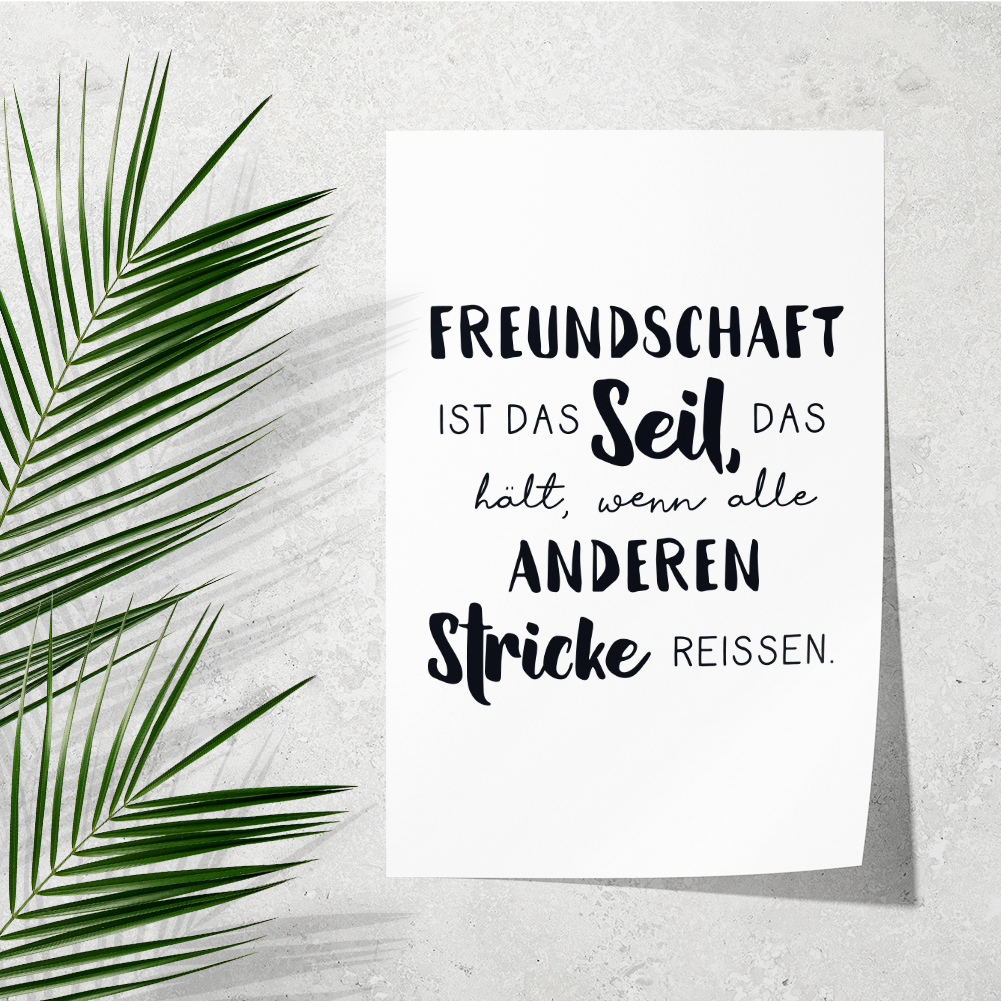 FREUNDSCHAFT IST DAS Seil, das hält wenn alle anderen Stricke reißen