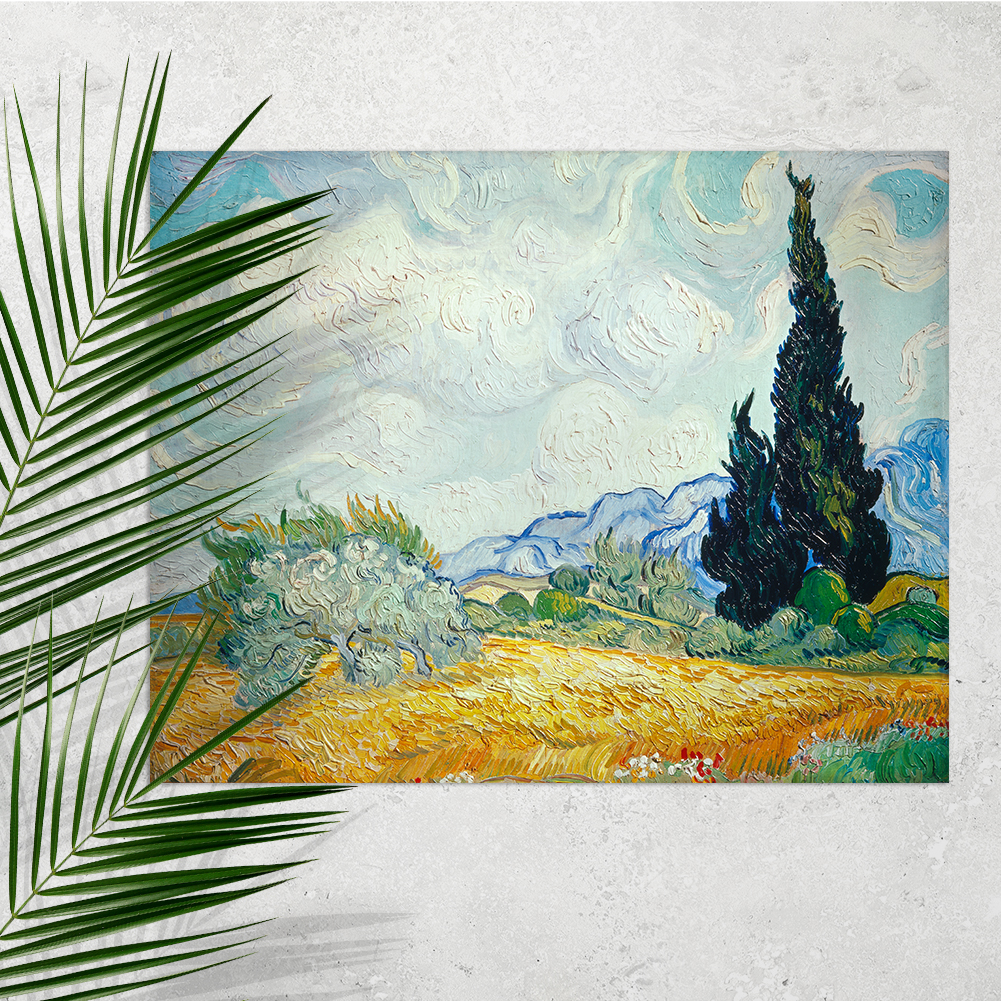 Vincent Willem van Gogh, Weizenfeld mit Zypressen und blühendem Baum 11003000486 - Bild 2 von 8
