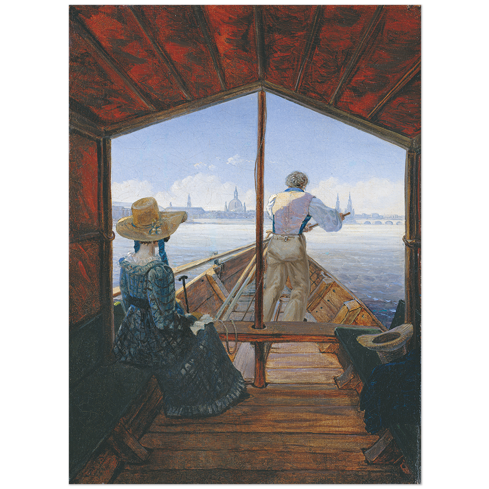 Carl Gustav Carus, Die Kahnfahrt auf der Elbe bei Dresden Ein Morgen 11003001726 - Bild 1 von 8